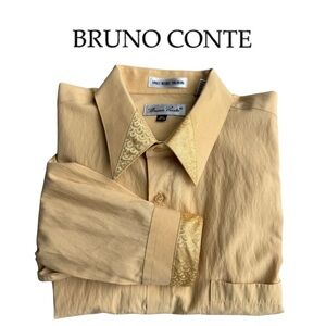 🎉  Bundle 3 for $21 🎉 Bruno Conte Gold Embellished Formal Dress Shirt 16.5 EUC